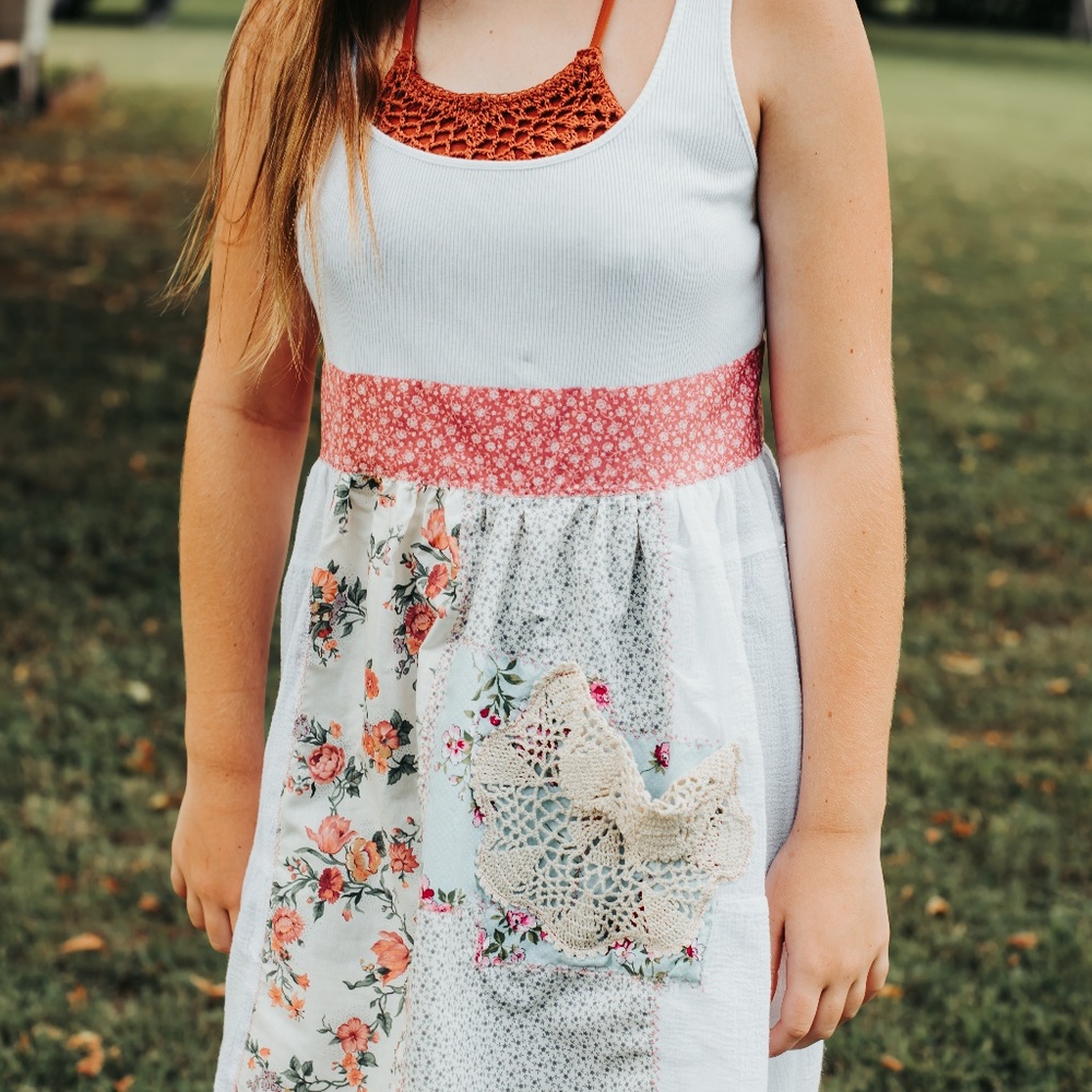 OOAK Upcycled Patchwork Summer Tank Dress Doily